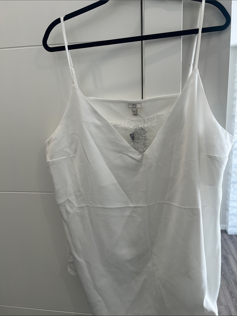 River Island Ivory Lace-Trim Cami Tank Top UK 22/US 18